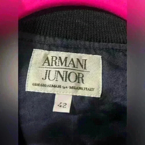 ARMANI Junior Navy Blue Bomber Jacket - Picture 1 of 7